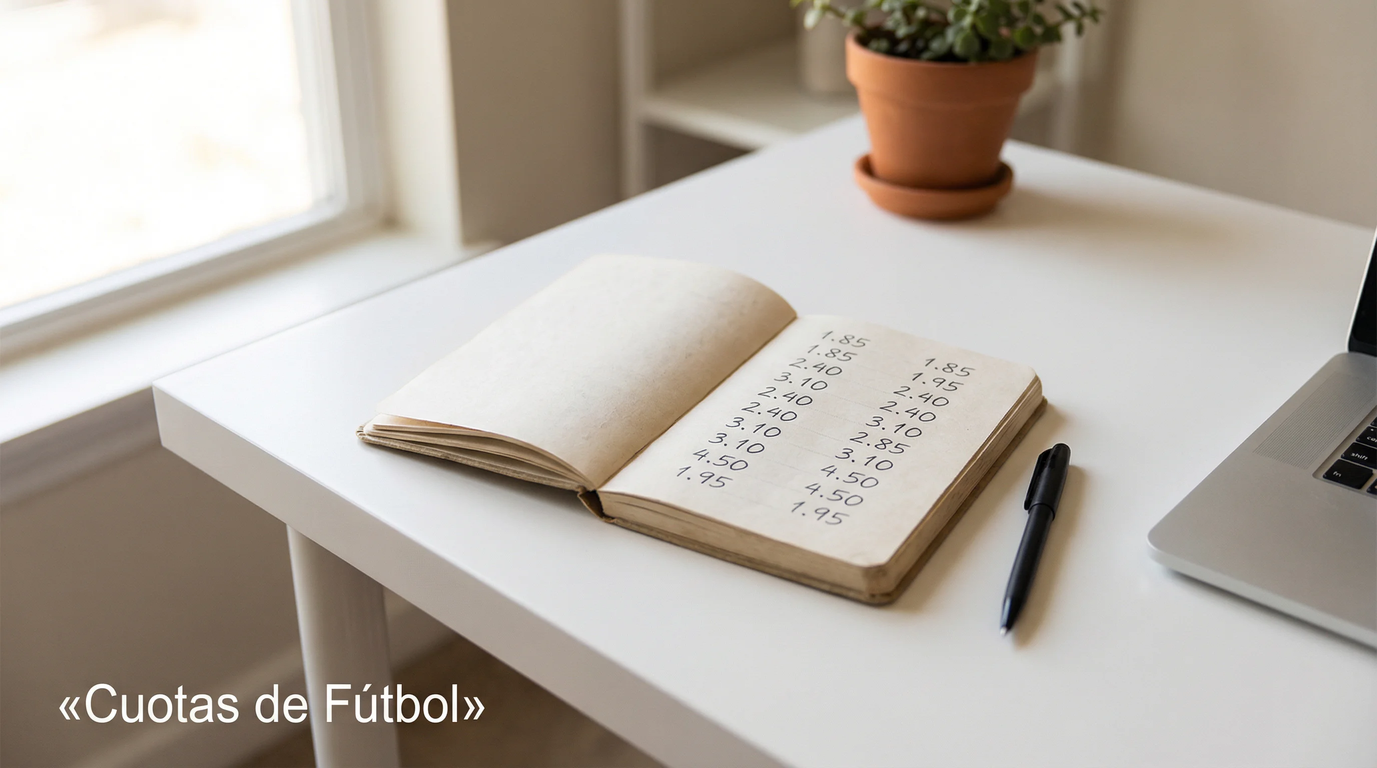 Cómo funcionan las cuotas de fútbol: pizarra con cifras de cuotas decimales junto a un campo de fútbol