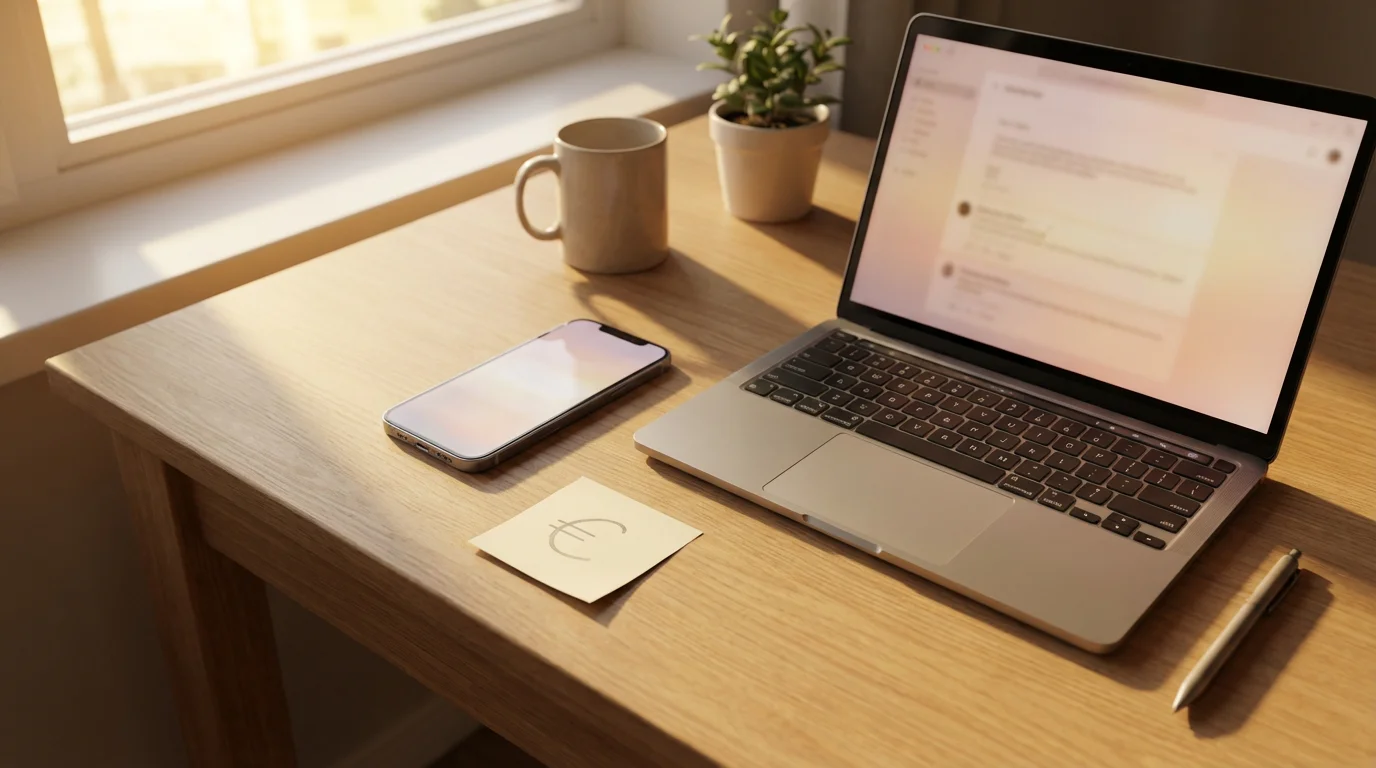 Teléfono móvil mostrando una pantalla de pago junto a un portátil en un escritorio