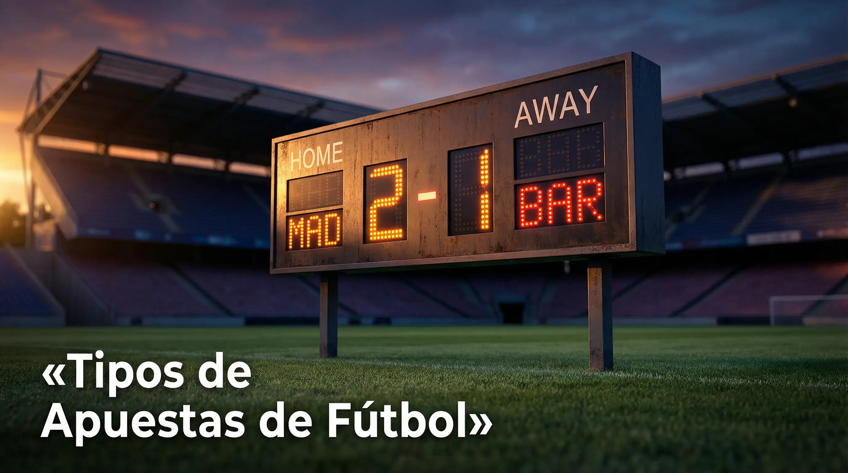 Tipos de apuestas de fútbol: marcador de un estadio con diferentes mercados de apuestas